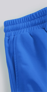 Men's Blue Oversized T-Shirt Cargo Shorts Set Crew Neck Solid Casual Summer Knitted 100% Cotton Breathable Anti-Shrink 220 Grams - Product Image 6