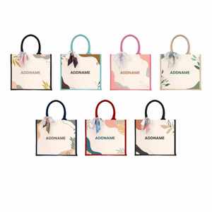 Sac à main en jute laminé imprimé sur mesure, sac de shopping promotionnel écologique pour supermarché - Product Image 6