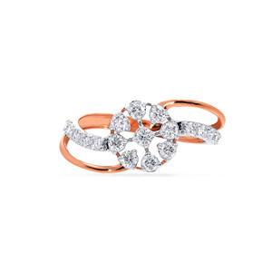 Beautiful Spherical Stunner Diamond Ring Rose Gold Diamond <b>Cluster</b> Ring 14K with Swirl Design Elegant Diamond Flower Ring - Product Image 4