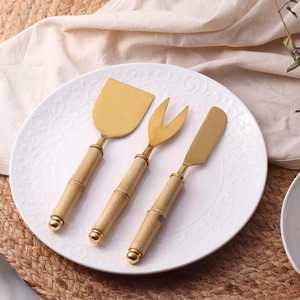 Handmade Natural Bamboo Root Handle Cutlery Set Vintage Stainless Steel Flatware Set Knife Fork <b>Spoon</b> for Rustic Wedding - Product Image 1