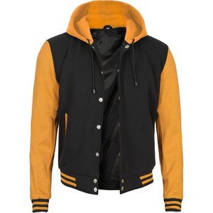 <b>Men's</b> Maroon And White Varsity <b>Jacket</b> With Hooded Design Button Closure Regular Fit Autumn Wear - Product Image 4