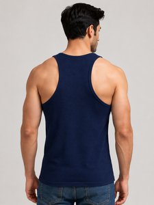 Débardeur de sport pour homme avec logo personnalisé brodé sur le devant, 100% coton respirant, séchage rapide, sans manches, pour la remise en forme - Product Image 2