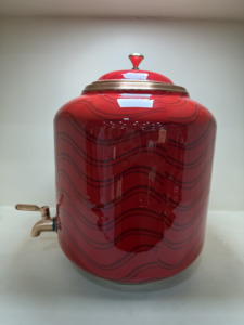 Dispensador de Agua Artesanal de Cobre Puro de 11L con Grifo de Latón Antifugas y Diseño Abstracto de Olas Rojas, Recipiente Ecológico para el Hogar - Product Image 6