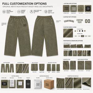 Pantalones Deportivos para Hombre, de Pierna Ancha, Corte Holgado, Transpirables, Ecológicos, con Logotipo Personalizado Bordado, Cierre con Cordón, Tela Resistente - Product Image 5