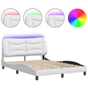 Cadre de lit Hvar blanc 53,9''x74,8'' avec éclairage LED sans matelas - Product Image 2