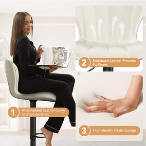 Moderno 2 pezzi sgabelli da Bar girevoli in ecopelle con funzione impermeabile per cucina a isola o Bar - Product Image 4