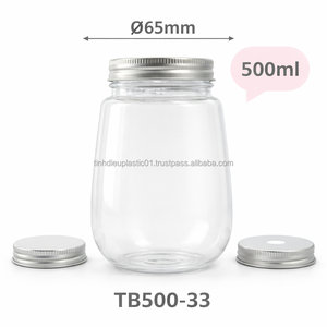 Bouteille cylindrique en plastique transparent durable de 500 ml en PET TB500-33 pour boissons, sauces et vinaigrettes - Product Image 3