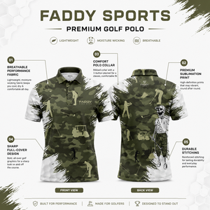Camiseta de Golf Sublimada Personalizada con Camuflaje, Secado Rápido, Absorbe la Humedad, Camiseta Deportiva de Alto Rendimiento para Hombre, Ropa de Golf Transpirable - Product Image 5