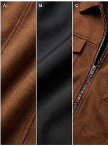 Veste en daim premium, Veste en cuir en gros, Vêtement d'extérieur pour homme, Manteau en daim doux, Veste chemise en daim pour homme, Couleur unie, Col rabattu - Product Image 2