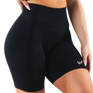 <b>Women's</b> Jet Black High Waist Biker Gymwear <b>Shorts</b> <b>Compression</b> Stretch Workout Fitness Training Yoga Activewear Everyday Comfort - Product Image 3