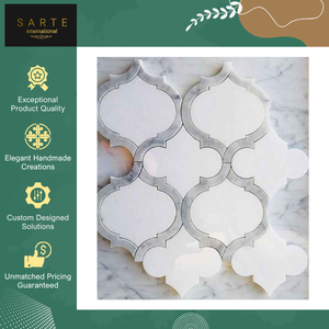 Hot Sale on Eco-Friendly Luxury Waterjet Patterns Natural Marble <b>Mosaic</b> Tiles for Kitchen Backsplash/Bathroom Walls from India - Product Image 4