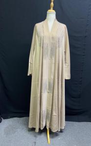 Dubai Style Women's Abaya Beaded V Neck Long Sleeve Islamic Saudi Arabian <b>Eid</b> Prayer Solid Vintage Meera Fashion Designers - Product Image 4