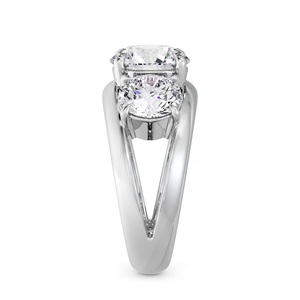 Anillo de Diamante Cultivado en Laboratorio de 2.5 Ct, Anillo de Compromiso Clásico de Lujo con Banda Gruesa y 3 Piedras, Oro de 18K o 14K, Regalo de Aniversario - Product Image 2