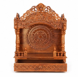 Handmade Indian Teak Wood Handicraft Temples Customized Pooja <b>Mandir</b> for Home with Storage Drawers Home <b>Mandir</b> Cabinet UK Sale - Product Image 5