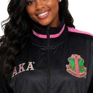 Black AKA Vintage <b>Track</b> <b>Jacket</b> Women Zip Up Sportswear <b>Jacket</b> Casual Fashion Outerwear Athletic Streetwear Apparel Wholesale - Product Image 3