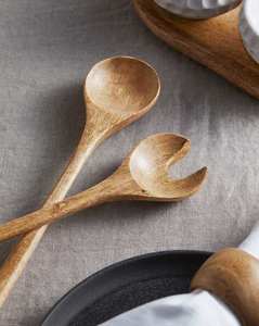Services à salade en bois à manga poli et émail, lot de 5, avec plateau rond, assortis - Product Image 3
