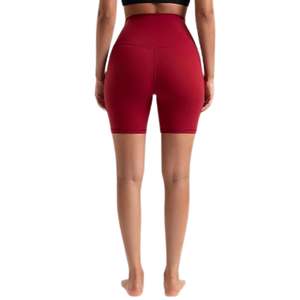 Shorts de yoga pour femmes à séchage rapide en Spandex/Polyester, avec poche élastique, pour l'entraînement, la course et le sport, effet ventre plat, style cycliste, très respirant - Product Image 4