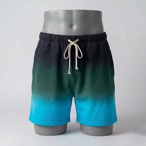 Shorts dégradés noirs pour hommes, cordon de serrage, taille élastique, décontractés, athlétiques, streetwear stylé, personnalisables OEM ODM - Product Image 4