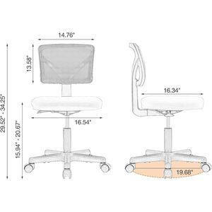 Silla Giratoria Ergonómica de Malla con Respaldo Bajo para Oficina Pequeña, Asiento Cómodo con Soporte Lumbar y Ruedas, Silla de Trabajo sin Brazos - Product Image 3