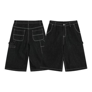 Shorts Cargo Homme Été Unisexe Baggy en Jean Noir Délavé Respirant Taille Mi-Haute Grandes Poches Hip Hop Vintage - Product Image 2