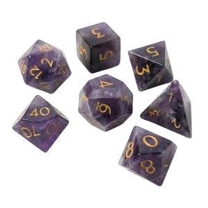 High quality stone dice Amethyst natural crystal reiki healing gemstones <b>Engraved</b> custom dice set Vikings crystal - Product Image 6