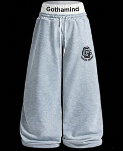 Pantalones Deportivos Holgados Gothamind Grises para Hombre, Estilo Urbano, Joggers Anchos, Pantalones de Felpa Sueltos, Casuales, para Descansar, 2026 - Product Image 1