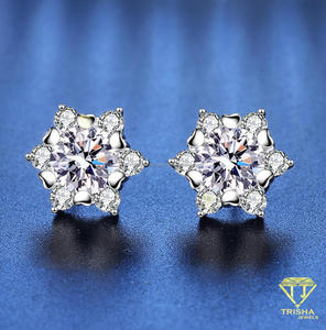 Luxury Floral Cluster Moissanite Diamond Earrings 925 Sterling <b>Silver</b> Wedding Gift For Women - Product Image 5