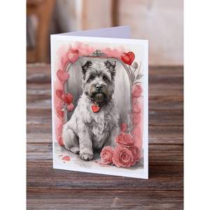 Bouvier Des Flandres Valentine Roses A7 Greeting Cards Pack 8 Blank Note Cards with <b>Envelopes</b> Whimsical <b>5x7</b> Size - Product Image 2