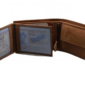High Quality Men's Fashion Vintage Business Trifold Genuine Leather <b>Card</b> <b>Holder</b> <b>Wallet</b> Daily Use Short Length Coin Pocket RFID - Product Image 3
