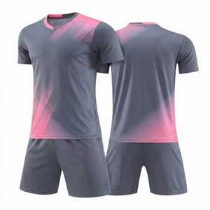 Conjunto de Camiseta de Fútbol para Hombre, Degradado Negro y Rosa, Manga Corta, Cuello en V, Absorbe la Humedad, Sublimada, Ropa Deportiva para Todas las Temporadas - Product Image 6