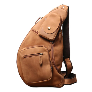 Genuine Leather Chest Bag Men Women Vintage Zipper Closure Durable All Seasons Daily Use Shoulder Crossbody Bag - Product Image 1