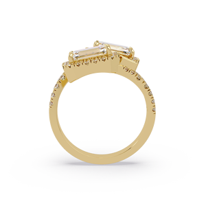 Hip Hop 925 Sliver VVS Moissanite Diamond Toi Et Moi <b>Ring</b> Double Emerald Cut Iced Out Halo Bypass Wedding <b>Ring</b> For Women - Product Image 3