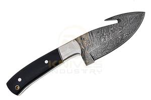 Couteau de chasse artisanal en acier Damas, lame pleine longueur, couteau de camping et d'extérieur à lame fixe avec poignée en corne de buffle - Product Image 4