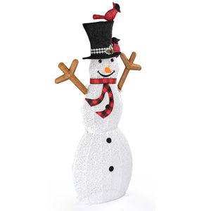 Pupazzo di Neve e Uccelli Pre-Illuminati con 170 Luci LED Bianche, Decorazioni Natalizie da Esterno Gonfiabili per Giardino - Product Image 2