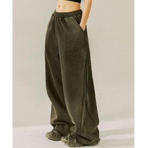 Pantalon Harem en Polaire pour Femme, Taille Basse, Coupe Ample, Longueur Intégrale, Couleur Unie, Doux, Taille Élastique, Décontracté, Printemps, Devant Plat - Product Image 2