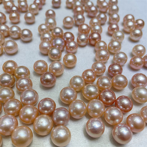 Perle d'eau douce Edison nue de 10-11 mm, cercle parfait, orange rose avec une forte luminosité, légère imperfection, perle en vrac pour bricolage - Product Image 1