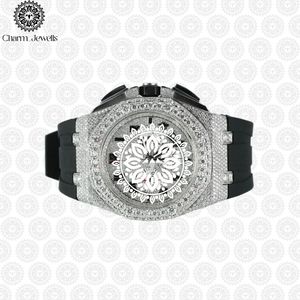 Charm_Jewells Luxury Men's Round Mechanical Watch With Sapphire Crystal Dial Stainless Steel Case Rubber Band 42mm <b>Chronograph</b> - Product Image 1