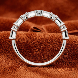 925 Sterling <b>Silver</b> Moissanite <b>Eternity</b> <b>Ring</b> Lab Grown Diamond Wedding Band Oval Cut Engagement <b>Ring</b> Women - Product Image 3