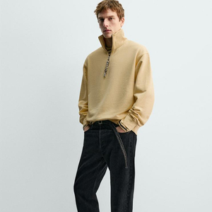 Custom Logo Men's Women's Half Zip Pullover Oversized <b>Mock</b> <b>Neck</b> Plain Cotton Streetwear <b>Top</b> - Product Image 3