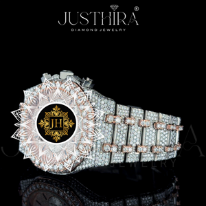 Reloj de Pulsera Clásico de Lujo para Hombre, de Acero Inoxidable, con Diamantes, Esfera con Números Romanos, Cuarzo, Detalles en Oro Rosa, a la Moda - Product Image 1