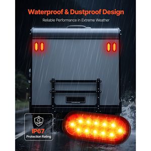 ไฟท้าย LED กันน้ำ 12V รูปวงรี 4 ชิ้น ชุดไฟเบรก ไฟเลี้ยว สำหรับเรือและรถลากจูง - Product Image 4