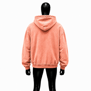 Chaqueta con capucha extragrande Peach Washed con letras bordadas, cremallera completa, estilo retro coral grunge desgastado, estilo urbano casual - Product Image 2