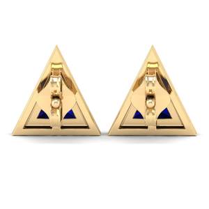 REYES Pendientes de Plata de Ley 925 con Moissanita para Mujer, Forma Triangular en Oro de 14K, 2.2Ct, Joyería con Gema de Zafiro Azul - Product Image 4