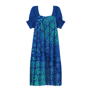 Plus Size Women's Floral Print Chiffon Dress Off The Shoulder Square Neck Loose Ankle-Length Casual Dress With wholesale - Product Image 5