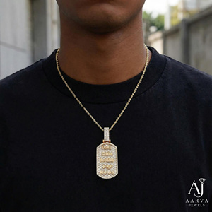 Pendentif personnalisé en moissanite, charme en argent sterling 925, collier avec nom serti de pierres pour homme et femme, cadeau - Product Image 1