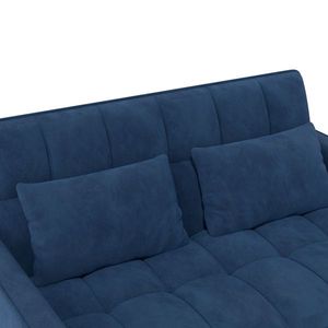 Divano letto matrimoniale in velluto a coste con letto estraibile, 2 morbidi cuscini e tasca laterale portaoggetti - Product Image 6