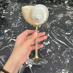 Seashell Cocktail Glass With Gold Rim Crystal Stem Luxury Design For Party Drinkware Shell <b>Goblet</b> Decorative <b>Wine</b> Cup Real Shell - Product Image 1