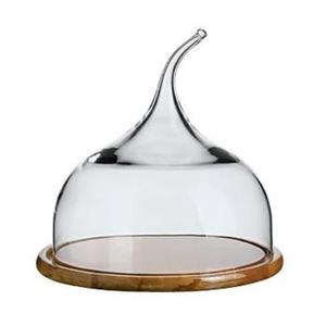 Clear <b>glass</b> <b>cake</b> <b>dome</b> with solid wooden serving tray and side handles premium dessert display for bakery kitchen table decor - Product Image 4