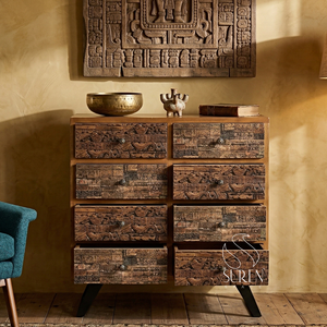 Mueble de Salón de Diseño Artesanal, Consola con Acabado Natural Ecológico, Puertas y Cajones de Madera Maciza Estilo Shaker - Product Image 1