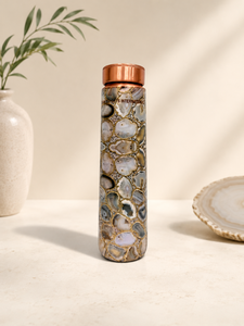 Botella de agua de cobre con vetas de piedra para viajes, uso doméstico y fiestas, de Indian exports international. Cobre puro certificado - Product Image 1